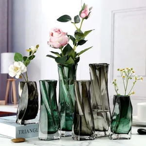 Conjunto de florero de vidrio retorcido creativo nórdico mesa de sala lujo decoracion