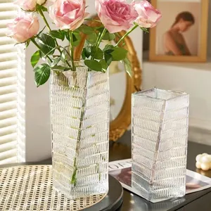 Nordic Minimalist Transparent Glass Vase Creative Living Room Flower Arrangement Dried Flower Home Decor Tabletop Ornament
