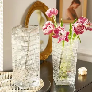 Clear glass flower vase Nordic modern minimalist geometric floral arrangement decor