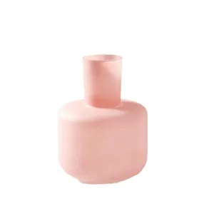 Moderne minimalistische rosa Glasvase für Wohnzimmer Tischdeko, elegante Blumenvasen Heimaccessoire