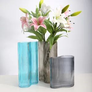 Nordic Creative Geometric Glass Vase Transparent Large Flower Arrangement Home Living Room Decoration Light Luxury