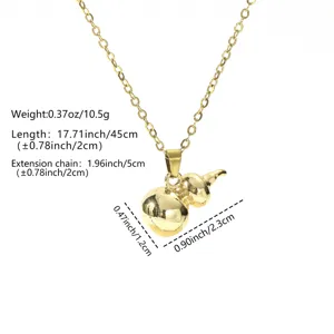 Schöne goldene massive Kürbis-Halskette mit filigraner O-Kette und präzisen Maßangaben.