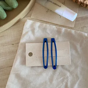 Koreanische minimalistische blaue Haarnadeln Tropfen Form Haarspangen für Damen Alltag.