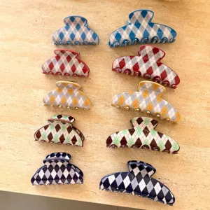 Koreanische Acetat Rauten Haarspangen, farbige geometrische Haarklammern für Damen.