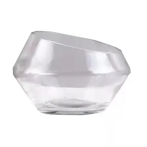 Klares Glas Hydrokultur Vase mit schräger Öffnung, modernes minimalistisches Pflanzgefäß.