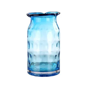 Modern blue glass vase transparent creative hydroponic flower vase for home decoration