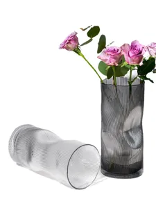 European creative curved glass vase transparent and gray modern home decor flower arrangement