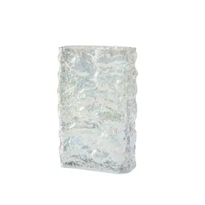 Nordic Glacier Pattern Transparent Glass Vase Large Caliber Creative Hydroponic Flower Arrangement Living Room Home Decor