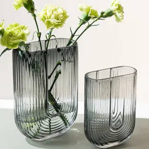 Modern minimalist transparent U-shaped glass vase Nordic creative flower arrangement decor