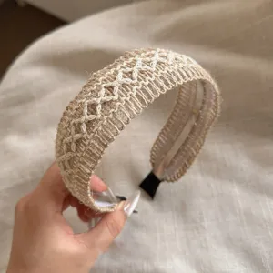 Serre-tête large en paille tressée pour femme style bohème accessoire cheveux élégant