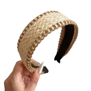 Style de vacances bandeau tressé large cerceau de cheveux bohème pour femmes accessoire quotidien