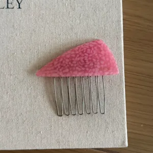 Pink acetate triangle hair comb side clip elegant hair styling accessory for women daily wear