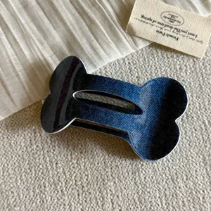 Fermaglio per capelli a forma di osso in jeans molletta becco d'anatra stile dolce