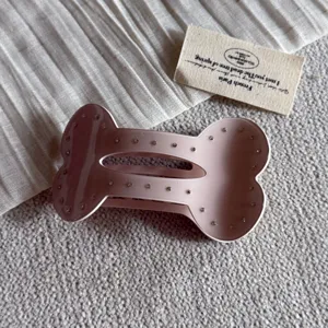 Fermaglio per capelli rosa a forma d'osso con strass elegante becco d'anatra per acconciatura femminile