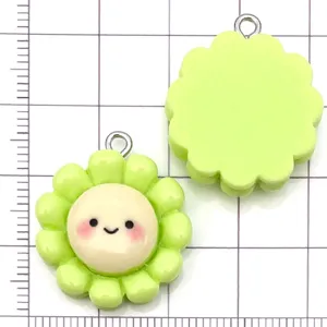 Süße Harz Smiley Sonnenblume Anhänger, 10 Stk. DIY grüne Schmuck für Ketten Armbänder.