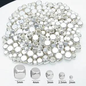 Perline distanziatrici quadrate in metallo argento accessori per gioielli fai da te componenti