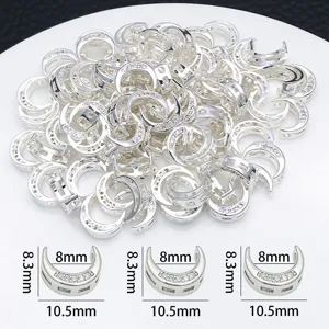 Silver Moon Zircon Spacer Beads DIY Jewelry Pendant Accessories 10.5x8mm Craft Charms