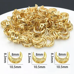 Gold plated zircon moon spacer beads charm DIY jewelry making accessories components