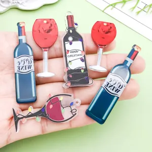 Acrylic wine bottle and glass charms pendants for DIY jewelry making, necklace and bracelet.