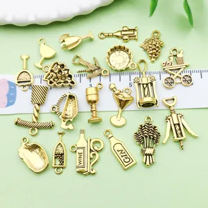 Antique gold wine alloy charms pendants DIY bracelet necklace jewelry accessories