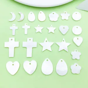 Natürliche Muschel Anhänger Gemischte Geometrische Formen Kreuz Herz Stern Charms DIY Schmuckherstellung Zubehör Für Armband Halskette