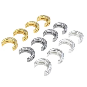 Copper gold-plated silver zircon moon spacer bead DIY jewelry pendant accessories.