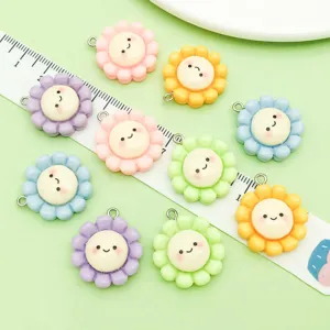 Bunte Harz süße Smiley Blume Anhänger DIY Schmuck Zubehör Set für Halsketten und Armbänder.