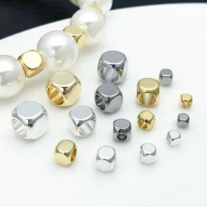 Perline distanziatrici quadrate in metallo accessori per gioielli fai da te oro