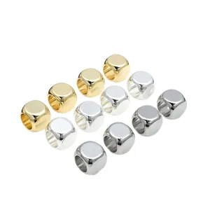 Perline distanziatrici quadrate in metallo dorato e argentato per accessori di gioielli fai da te