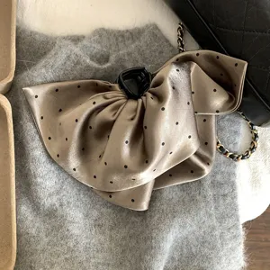 Pince À Cheveux En Satin À Pois Français Pince À Cheveux À Volants Élégant Nœud Accessoires De Cheveux Pour Femmes Filles Coiffure