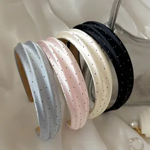 Diadema Ancha de Lunares de Satén Estilo Coreano Moda Mujer Efecto de Cráneo Alto Accesorio para el Cabello Antideslizante Diadema Dulce para Niñas