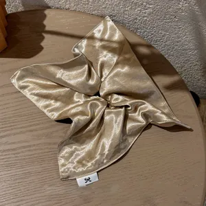 Champagne satin square hair scrunchie delicate hair accessory elegant women hair styling rope