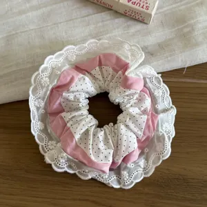 Coletero lunares encaje coreano accesorio cabello tierno estilo dulce primavera verano mujer