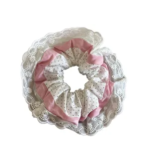 Estilo Coreano Lunares Encaje Coletero Lazo Diadema Dulce Niña Lazo de Tela Accesorios para el Cabello Pinza de Pelo Para Mujeres