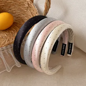 Korean Style Polka Dot Satin Skinny Headband For Women Sweet All-Match Everyday Printed Plastic Hairband Headwear Accessories