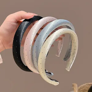 Korean style polka dot satin padded headband for women, daily fashion hair accessories.