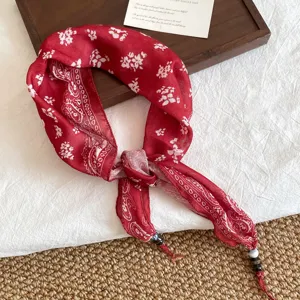 Rode paisley zijden sjaal ketting vrouwen nek decoratie overhemd bijpassende driehoekige sjaal