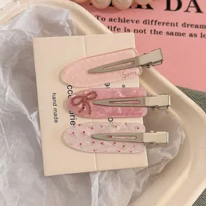 Joli ensemble de pinces à cheveux roses coréennes fleurs nœud strass pour femmes filles accessoires