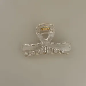 Transparent cross hair claw clip, glossy acrylic medium shark clip for half up hairstyles.