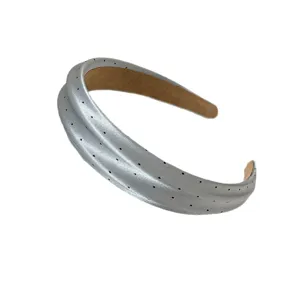 Diadema ancha de satén con lunares estilo coreano para mujer, accesorio para el pelo antideslizante.