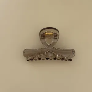 Korean glossy intersecting medium hair claw clip translucent grey acrylic shark clip hair accessory