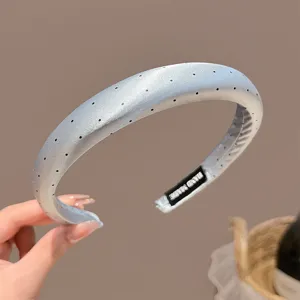 Korean style polka dot satin thin headband, daily versatile elegant hair hoop for women and girls.