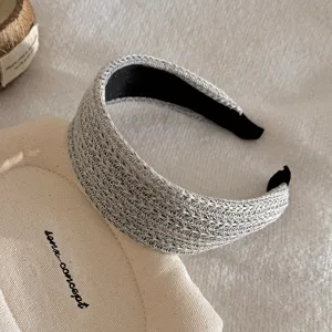 Grey knitted wide headband for women retro hair accessory fashion hair hoop daily wear