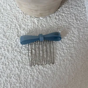 Blue acetate bow hair comb with metal teeth for women front bangs side clip hair accessory