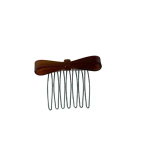 Korean acetate bow hair comb, elegant side clip and stylish bangs insert for daily women.