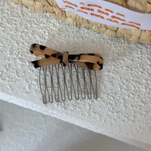 Peine para el pelo con lazo de acetato carey elegante horquilla lateral accesorio