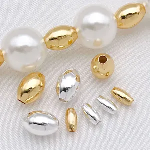 Gold and silver metallic rice beads small hole DIY jewelry accessories for bracelet necklace