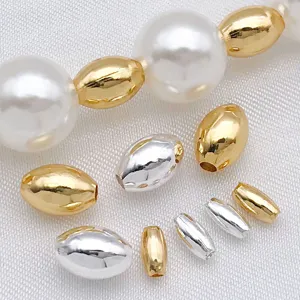 Copper Spacer Beads Gold And Silver Plated Smooth Small Hole Millet Beads For DIY Necklace Bracelet Crafting