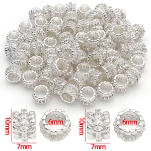 Silver wheat ear zircon spacer beads bulk DIY jewelry making accessories 10x7mm pack