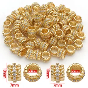 Gold plated copper wheat ear zircon spacer beads DIY jewelry making accessories 10x7mm